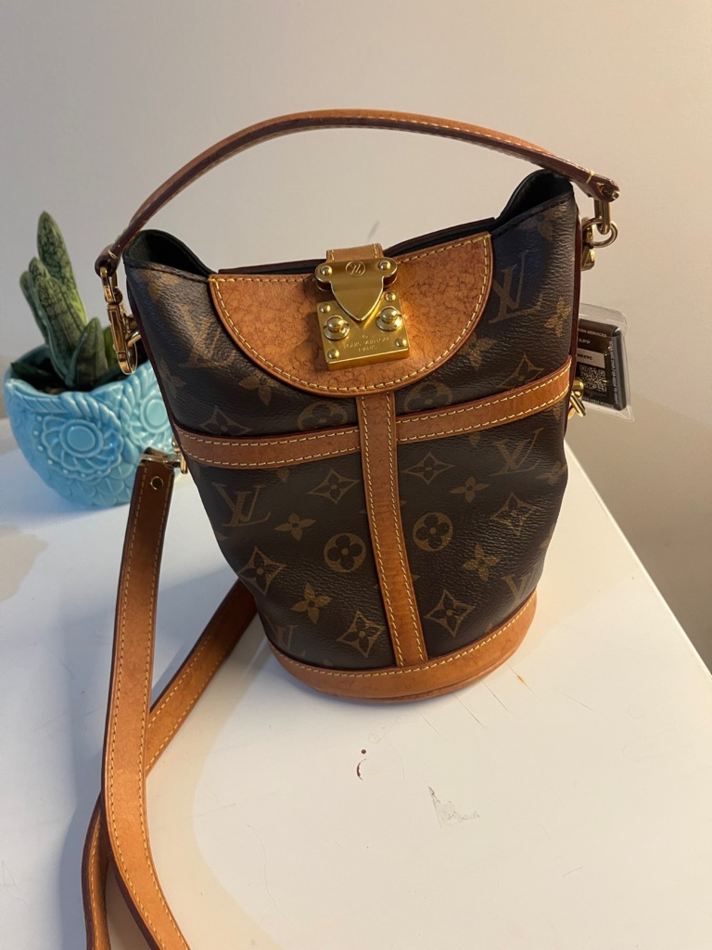 Louis Vuitton Monogram Canvas Bucket Crossbody in Brown and Natural - Picture 12 of 17